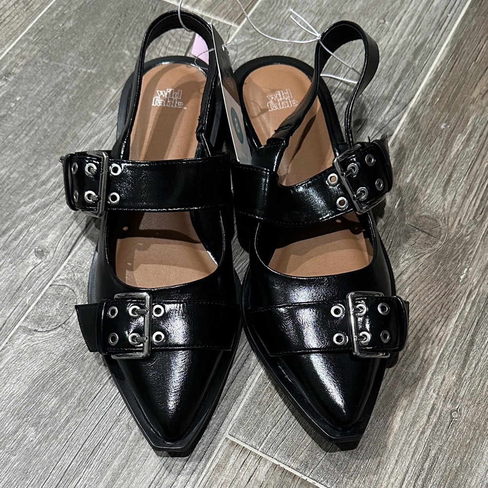 Wild Fable Black Double Buckle Flats